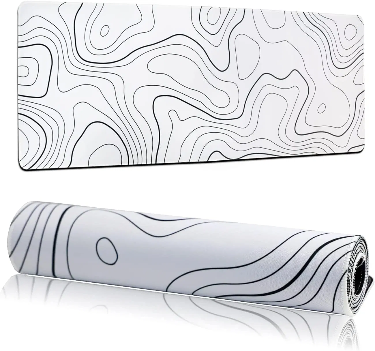 Hyde Nova White Marble XXL Mousepad 900×400×3mm – Smooth Precision Surface, Non-Slip Rubber Base, Stitched Edges, Water-Resistant, Minimal Topographic Design