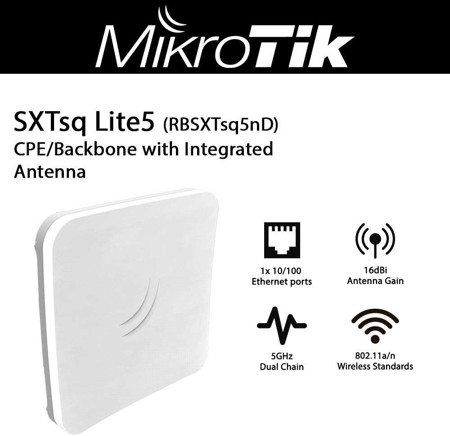 MikroTik SXT SQ Lite5 16dBi 5GHz Dual Chain Integrated