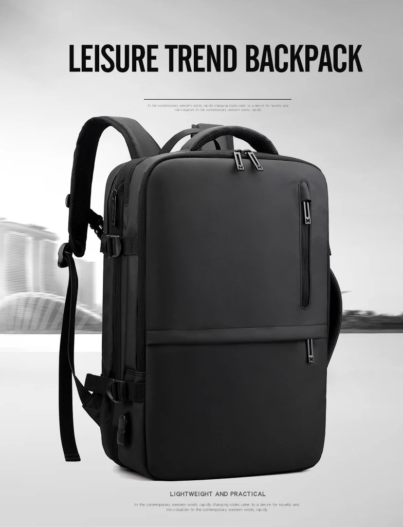 Multi-layer Large Capacity Expandable Laptop Backpack – Business & Travel Luggage Friendly – USB Charging Port – Holds up to 15.6″ Laptops & Tablets – MULTIPLE COMPARTMENTS – BLACK