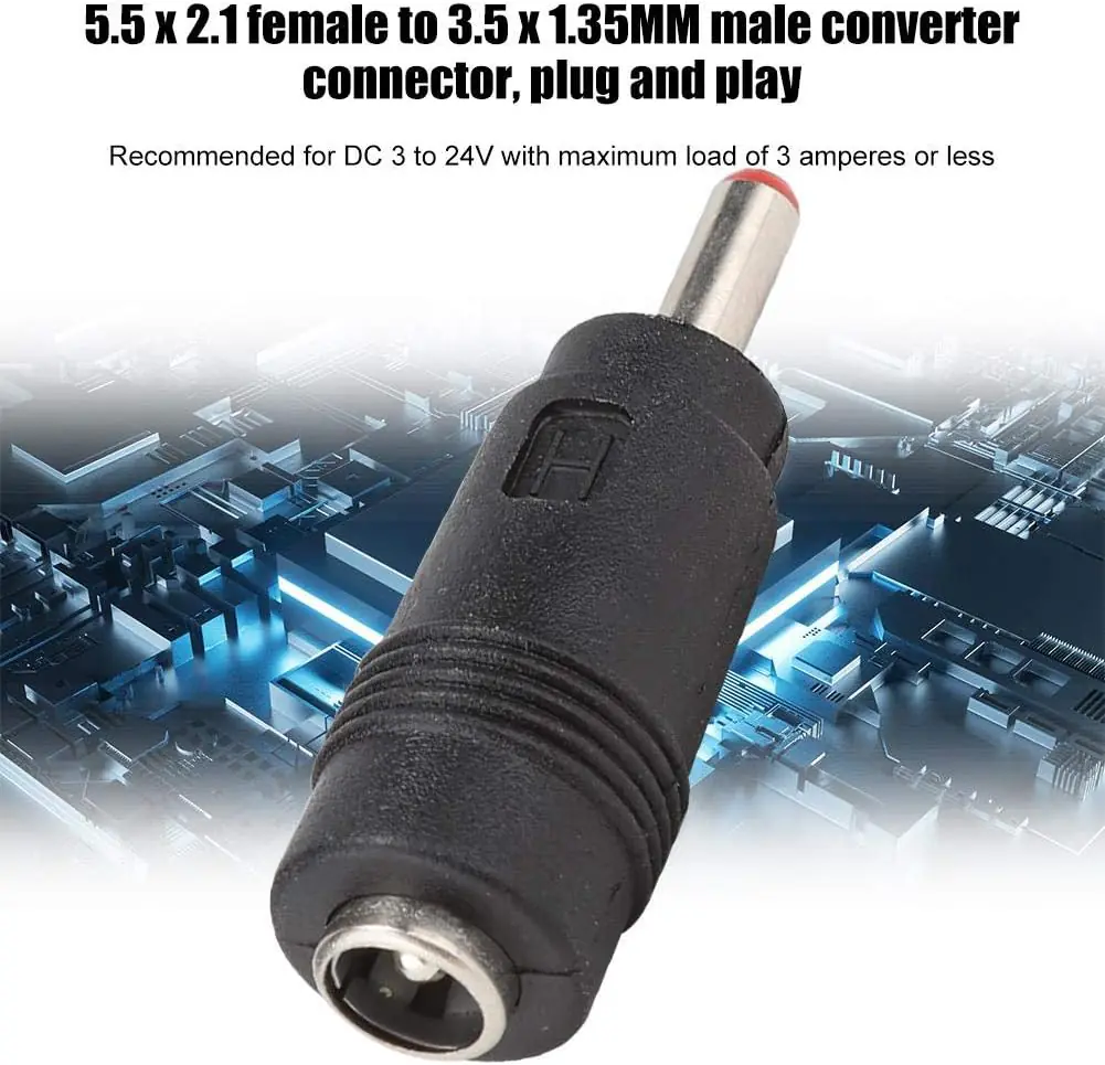 Mini Power Adapters – 3 to 24V DC 5.5 x 2.1 Female to 3.5 x 1.35mm DC Male Adapter Connector Adapter Converter Audio Video Router Power Converter Black, default