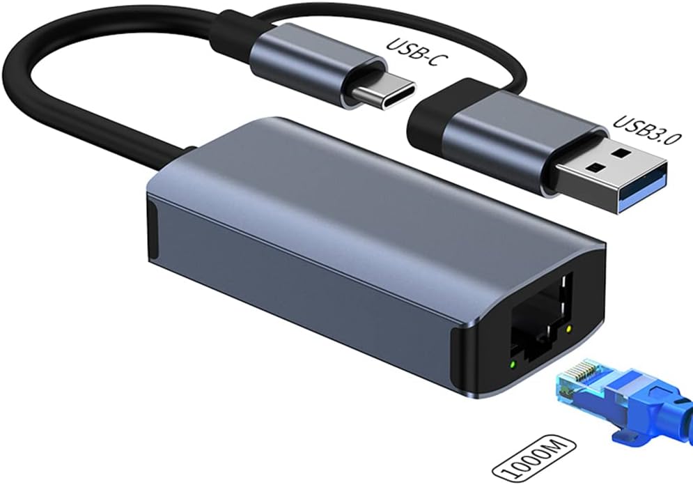 USB 3.0 / Type-C Gigabit Ethernet Adapter OTG USB C RJ45 Network Card Network Extension Cable Splitter