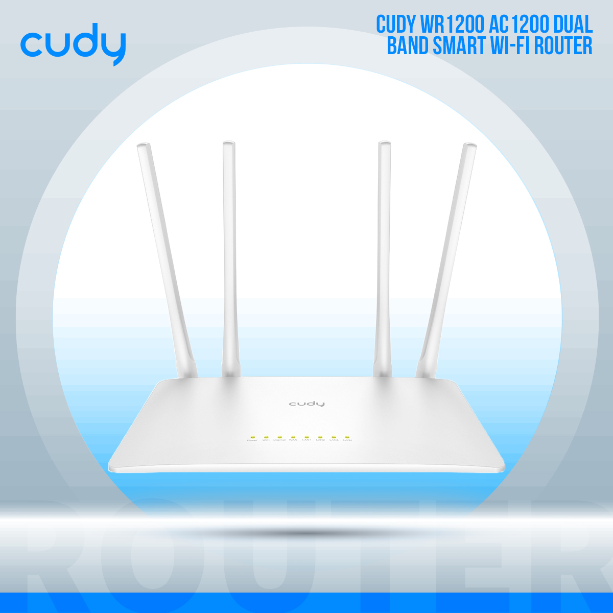 CUDY WR1200 AC1200 4-Stream Dual-Band WiFi Router Extender Wireless Access Point ; 867 Mbps + 300 Mbps Wi-Fi ; 5 Fast Ethernet Ports ; 4 High-Gain Antennas ; 40 Connected Devices ; Covers 100m² ; Router/AP/RE/WISP/Client Modes ; Cudy App | NO WARRANTY