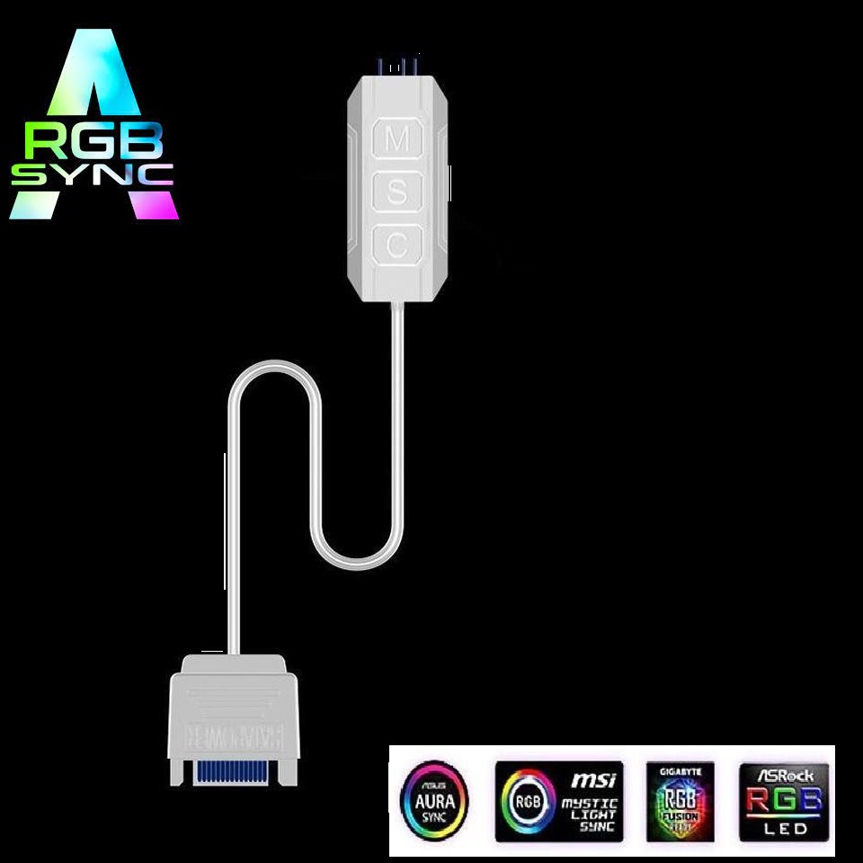 ARGB Controller 5V 3Pin SATA Power ; ARGB Controller , Fans Controller for Rainbow Case Fans, PC Rainbow LED Strip, Computer ARGB Fans – WHITE