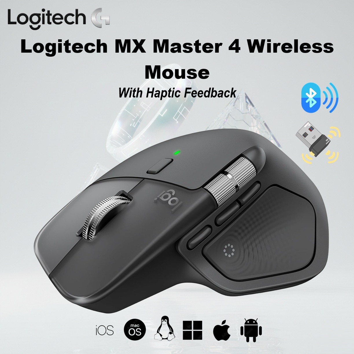 Logitech MX Master 4 Wireless Mouse With Haptic Feedback, MagSpeed Scrolling, 8K DPI Any Surface Tracking, Multi-Device Connectivity, USB-C Fast Charging, Bluetooth, for Windows, MacOS | Graphite ~ 1 Month Warranty