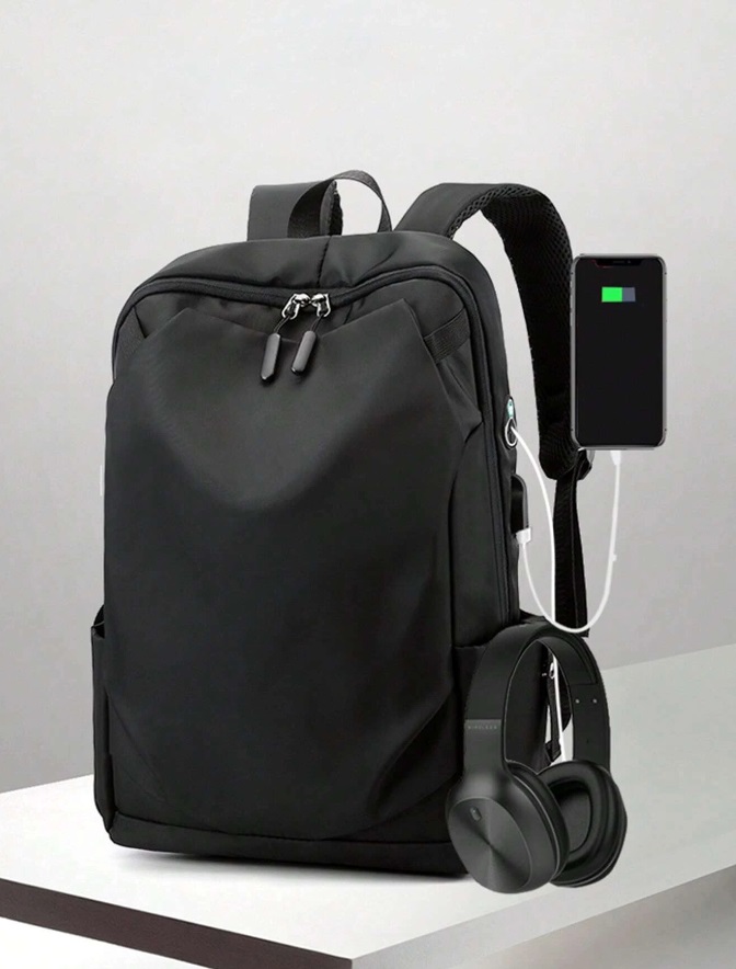 Laptop Backpack – Holds Up to 15.6″ Laptops & Tablets – Oxford Textile – Waterproof – Recharge USB Port – Minimalist Design – International Travel Carry On Approved – Anti-theft Hidden Pockets – BLACK