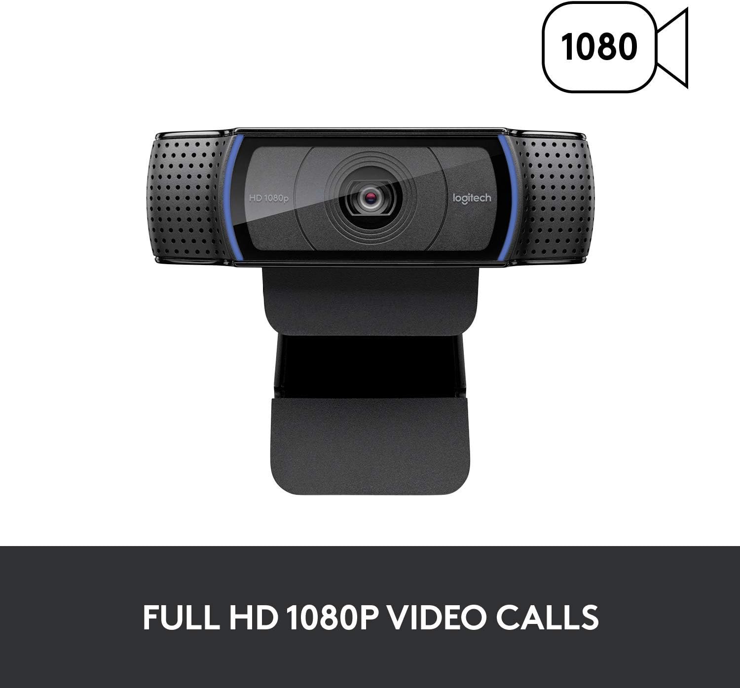 LOGITECH C920e Full HD Webcam 1080P 30 fps ,3 mega pixel Camera , 78° field of view, and HD auto light correction , Up to 1 m Stereo Dual Mics , Autofocus Glass Lens , Tripod-ready