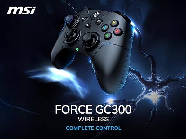 MSI Force GC300 Wireless Black Controller With 2-Level Hall Triggers, Dual Vibration, Rear Macro Buttons, 20H Battery, Bluetooth/2.4GHz/USB-C CONNECTIVITY, 3.5mm Analog, PC & Android Support