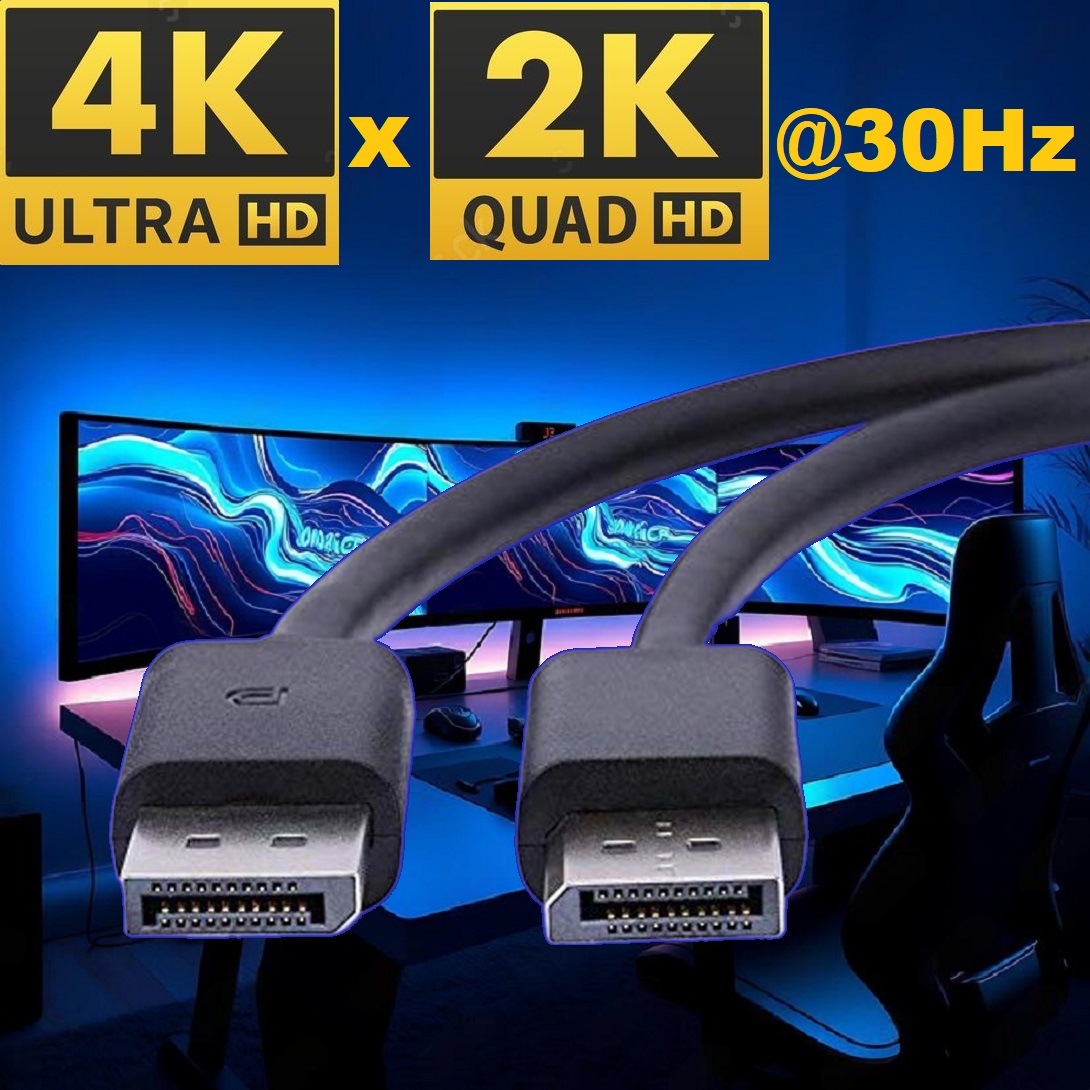 DisplayPort DP to DP DisplayPort Cable 3 meters , DP to DP Male to Male Cable Cord for PC , Laptop, TV & Gaming Monitor – 4K@30Hz Resolution Ready – Black