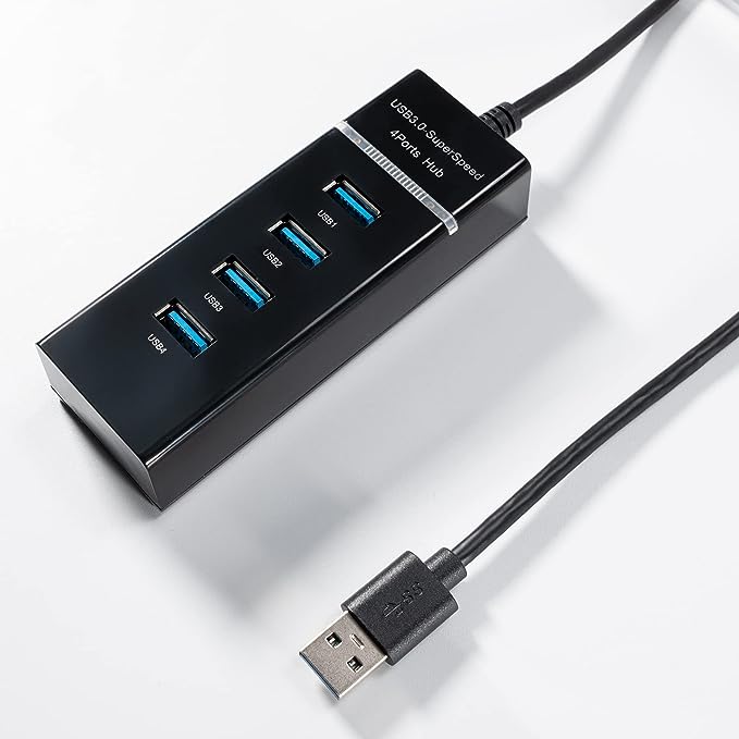 4 Port USB HUB SuperSpeed 3.0 High-Speed Multiport Slim USB Hub 30cm Cable Length Adapter and Led Indicator Compatible for Mouse, Keyboards, Mobile, Tablet