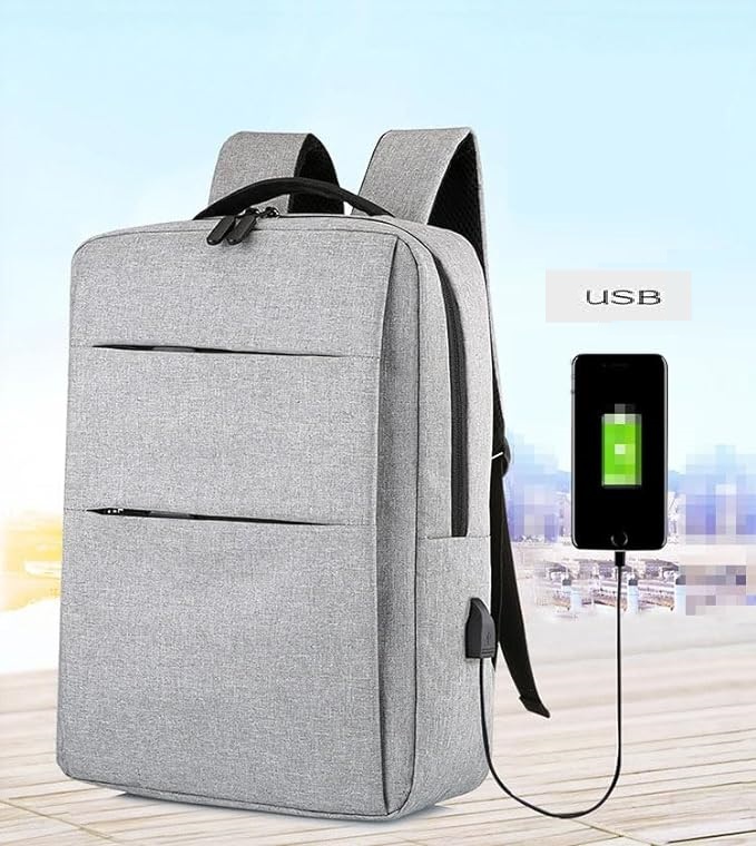 Laptop Backpack – for Tablets & Laptops up to 15.6″ – Waterproof – Electronics Protection – Scratchproof – Travel Friendly – Organized Compartments – USB Charge Port – Slim Casual Business Design – Heavy Duty – 42 x 12 x 30 cm – GREY