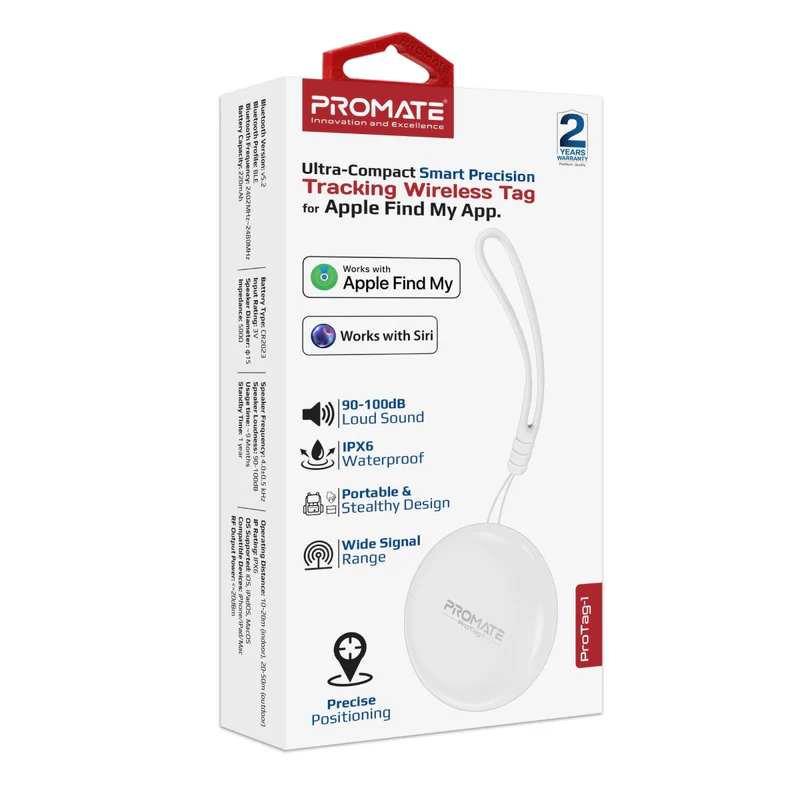 Ultra-Compact Smart Precision Tracking Wireless Tag For Apple Find My App | Loud Alarm | Lost Mode | Unlimited Distance Tracking | 1-Year Standby | IPX6 Water Resistant