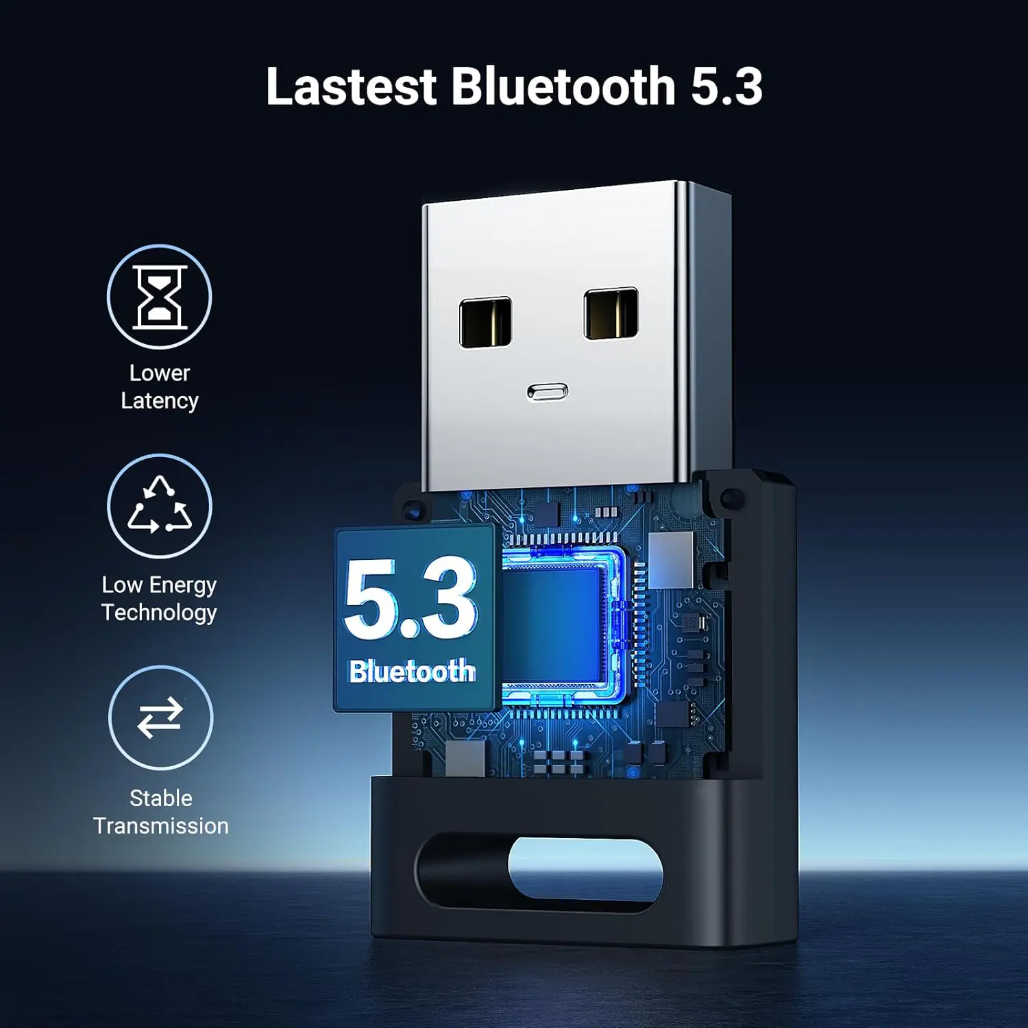 UGREEN Bluetooth 5.3 USB Adapter | Wireless Dongle for PC | 20m Range | Low Latency Audio | Supports Windows 11 | Connects Keyboard, Mouse, Headset, Printer & More