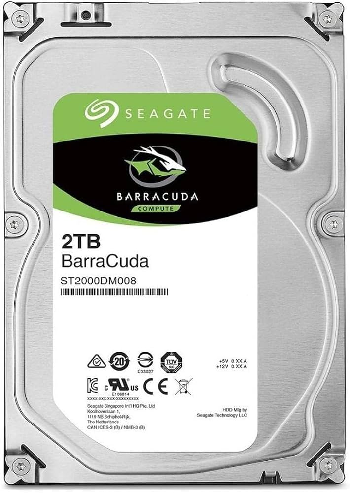 Seagate BarraCuda 2TB 3.5″ Internal Hard Drive – 7200RPM SATA3 HDD, High-Speed Performance, Reliable Storage for Desktop PCs, Data Recovery Support, Silver