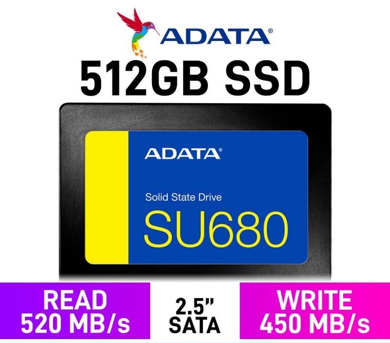 ADATA Ultimate 512GB 3D-Nand 2.5 Inch Sata 6Gb/s SSD – 512GB Solid State Drive, AULT-SU680-512GR , Black