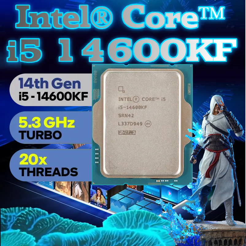 Intel® Core™ I5-14600KF 14-Core, 20-Thread Desktop CPU With 5.30GHz Turbo, 24MB Smart Cache, DDR5/DDR4 Support, PCIe 5.0, 125W Base Power, And No Integrated Graphics | TRAY – NO BOX | 1 YEAR WARRANTY