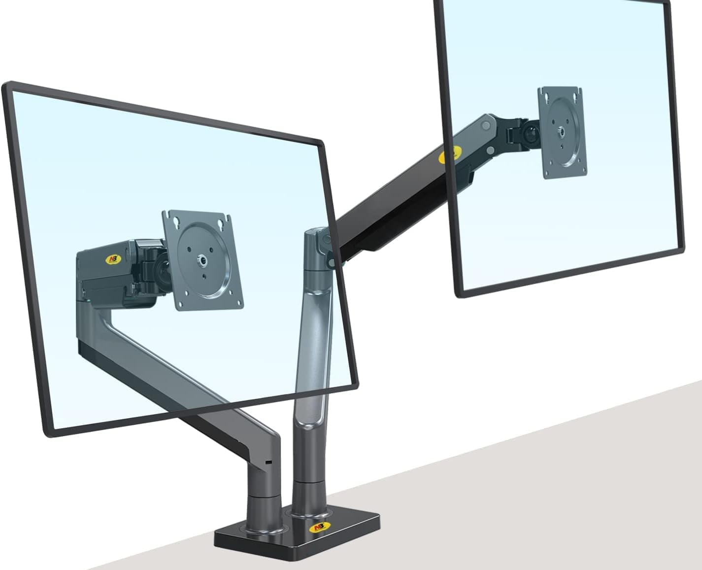 Dual Monitor, 22”-32”, Arm Ultra Wide Full Motion Swivel Mount with Gas Spring, Load Capacity from 2 to 15 Kg Each Height Adjustable Stand G35