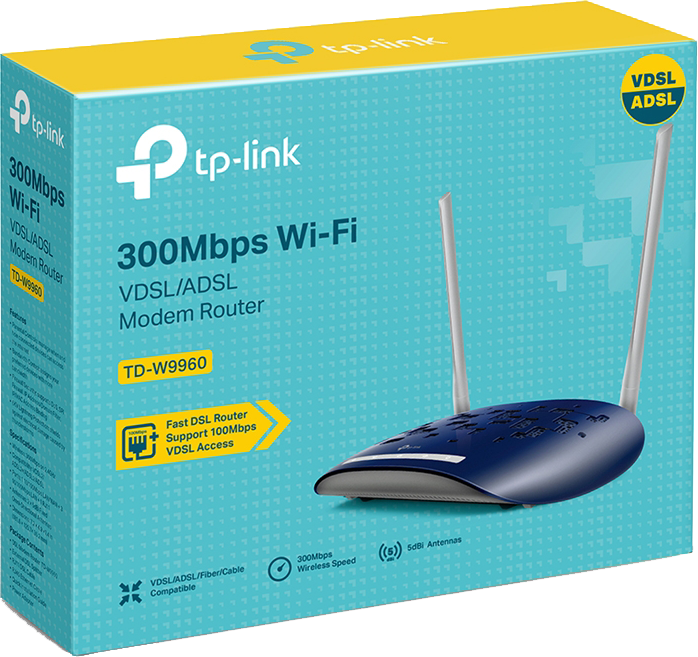 TP-LINK 300 Mbps Wireless N VDSL/ADSL Modem Router (TD-W9960)