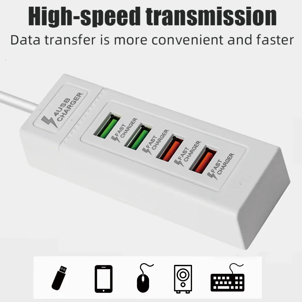 GEATIX Power Socket Fast Charger | 4 USB High-Speed Ports | Universal Charging Hub | Smart IC Protection | Compact Design | Fast Charge & Data Sync