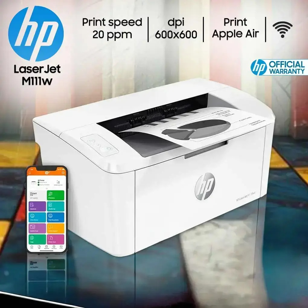 HP LaserJet M111w Black & White Multifunction Printer, Wireless & Mobile Printing, 600 x 600 dpi Resolution, Print speed up to 20 ppm, 8000-page Monthly Duty Cycle ,USB / Wireless Connectivity | 7MD68A White