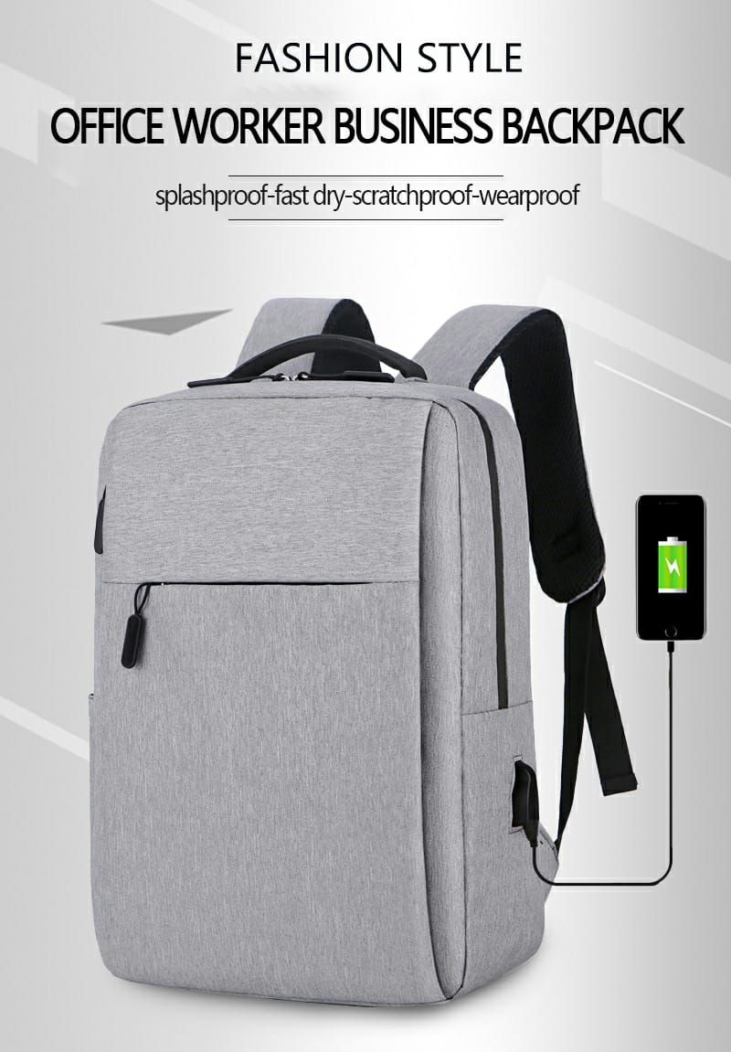 Business Slim Formal Laptop Backpack for up to 15.6 Inch – Durable Oxford Textile – USB Charging Port – Organized Compartments – Waterproof – Heavily Padded for Sensitive Electronics Impact Protection – GREY
